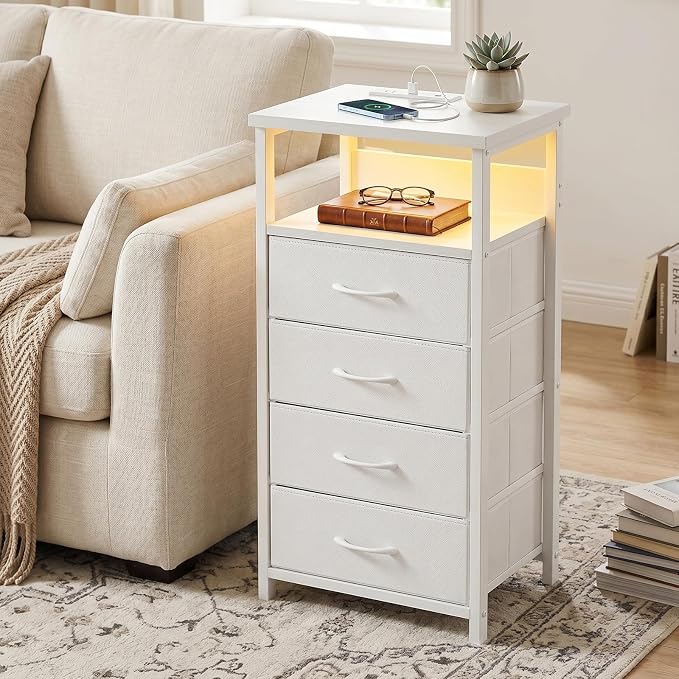 Fixwal Tall Nightstand with Charging Station, Night Stand with U-S-B Ports and - Image 7