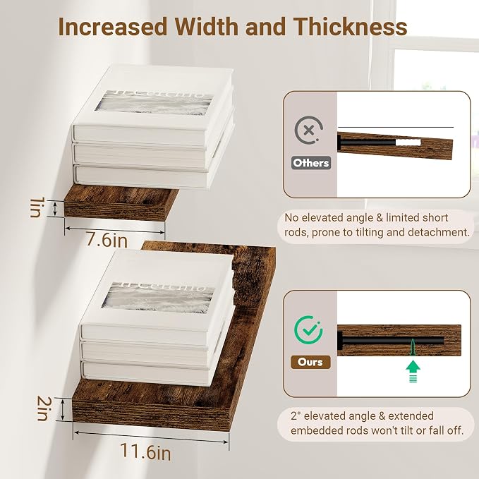24 Inch Floating Shelves, 12 Inch Deep Floating Shelves - Image 3