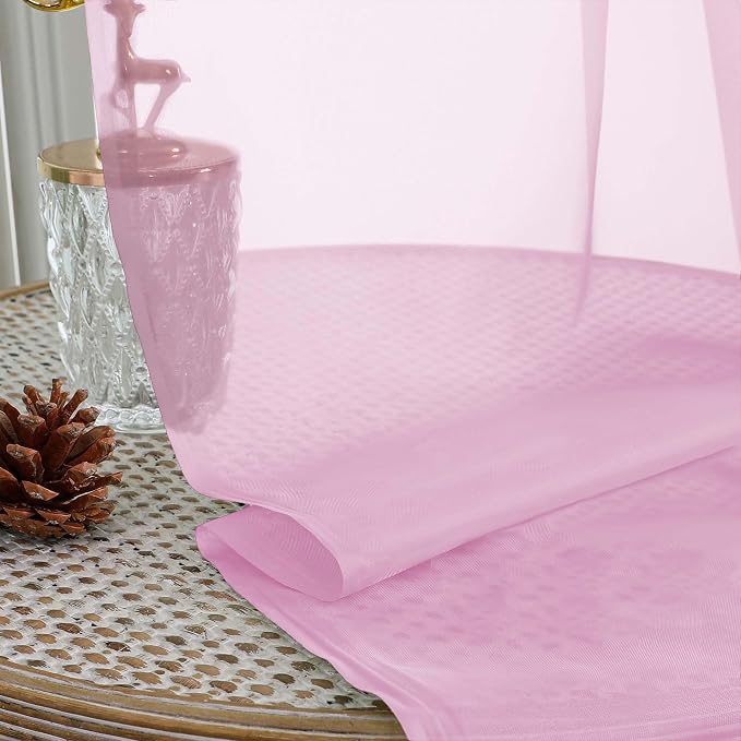 OVZME Light Pink Sheer Curtains 120 Inches Long 2 Panels Set, 59 Inch Extra - Image 2