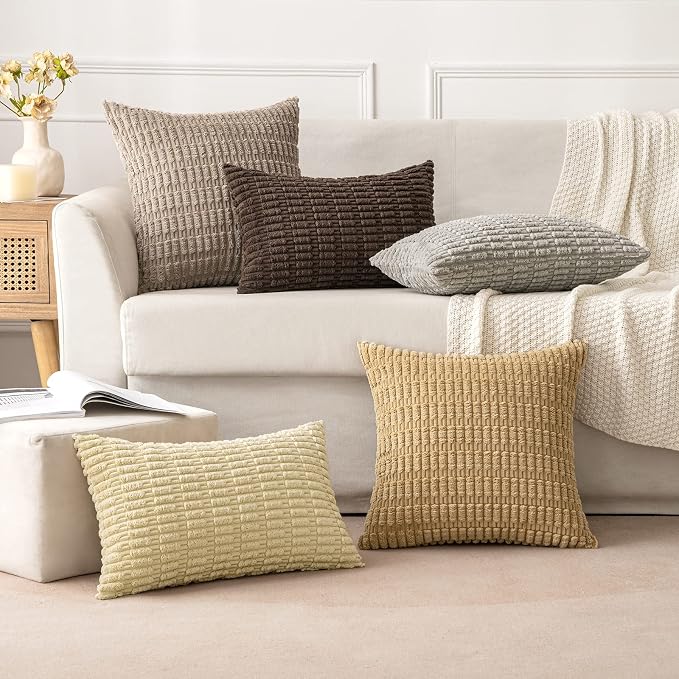 MIULEE Pack of 2 Corduroy Decorative Lumbar Throw Pillow Covers 20x12 Inch Soft - Image 5