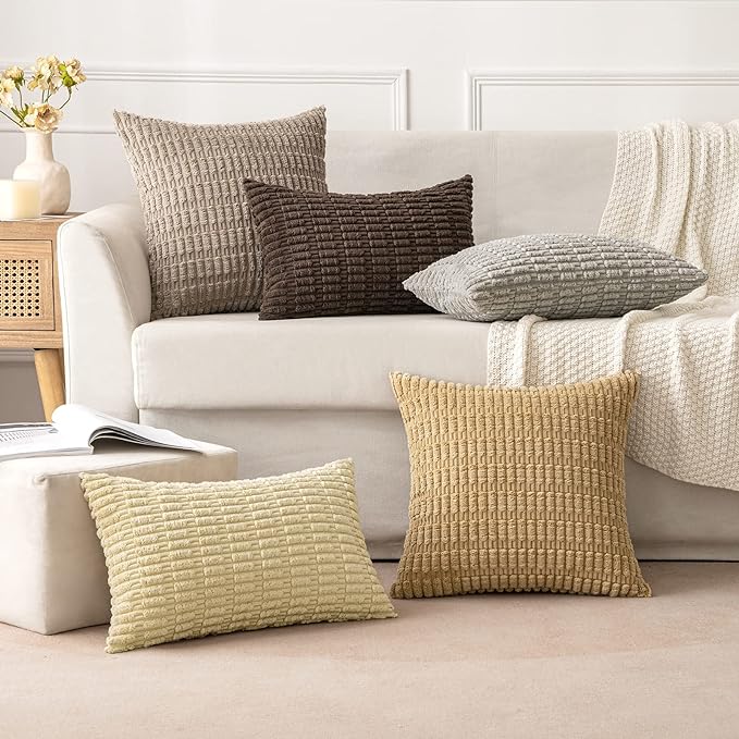 MIULEE Pack of 2 Corduroy Decorative Throw Pillow Covers 16x16 Inch Soft Boho - Image 5