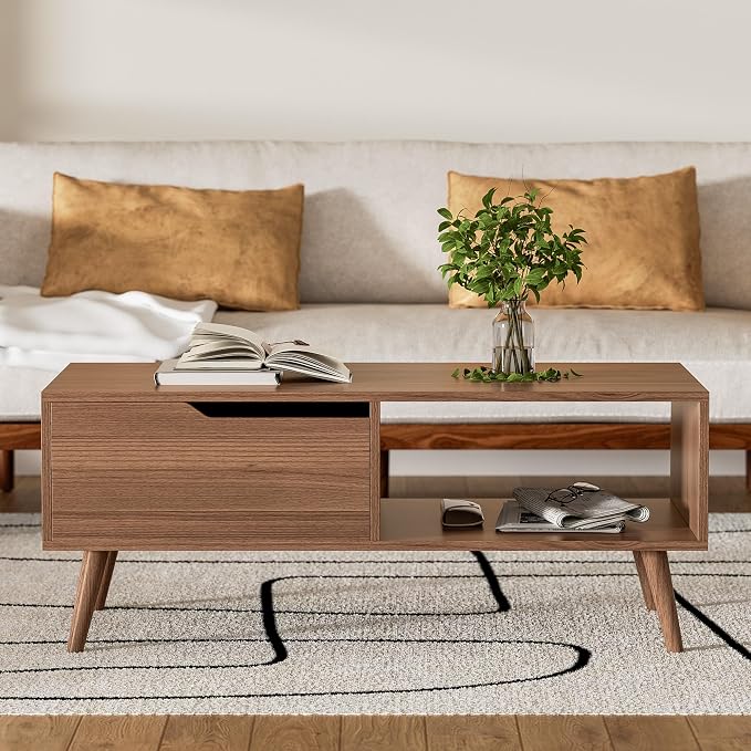 DIYART Brown Coffee Table, Mid Century Modern Coffee Table - Image 3