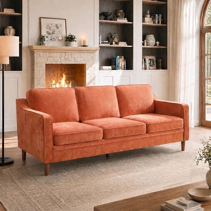 Kingfun 80" Chenille Sofa, 3 Seater Couch, Mid Century Modern Couches by KINGFUN-Anexcitingoption
