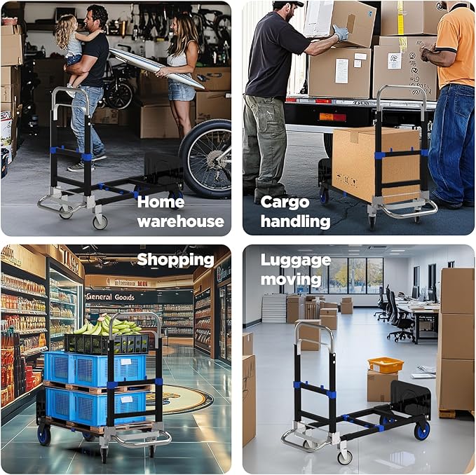 Black Convertible Hand Truck Dolly Cart - Image 2