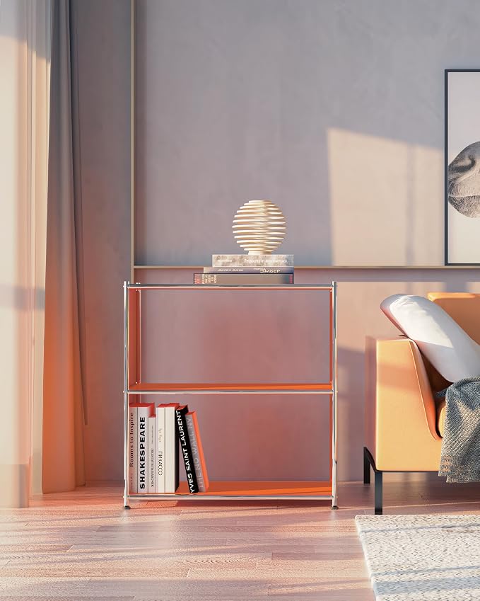 32-Inch 2-Tier Metal Bookcase, Open Shelf Storage Organizer - Image 9