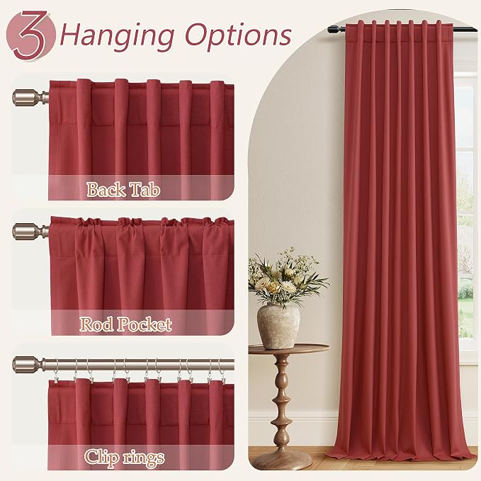 Guken 100% Blackout Linen Curtains 63 Inch Length 2 Panels Set - Image 6