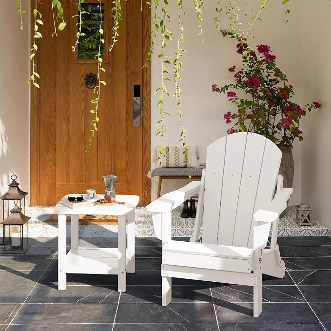 SERWALL Double Adirondack Side Table Set of 4, End Table- White - Image 9