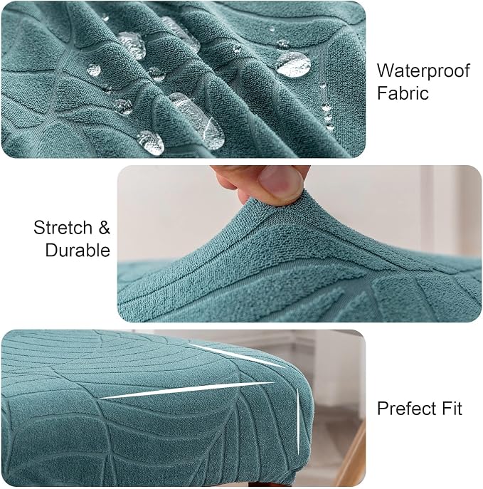 Genina Waterproof Chair Covers for Dining Room, Stretch Jacquard Dining Chair - Image 3
