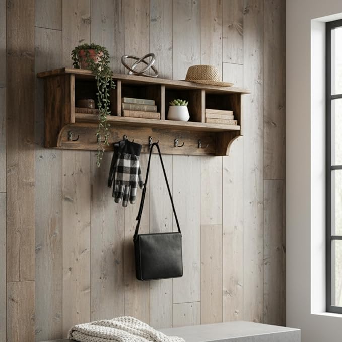 Alaterre Furniture Pomona Entryway Coat Rack – Rustic Farmhouse 48-Inch - Image 2