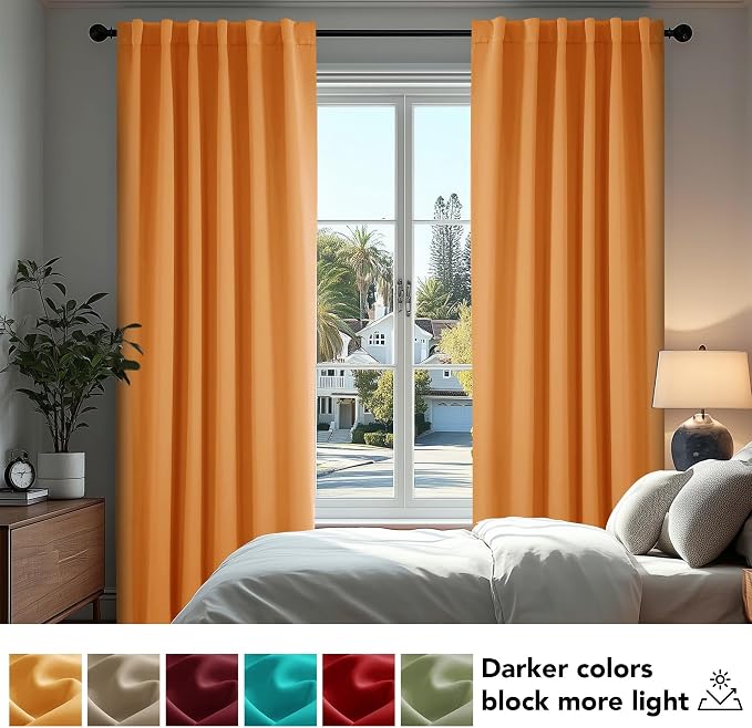 Deconovo Blackout Curtains, Thermal Insulated, W52 x L95 2 Panels, Back Tab - Image 4