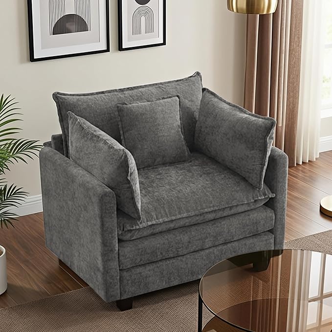 Modular Sectional Sofa Cloud Couch, Deep Seat Washable Chenille Fabric Sofa by Unknown