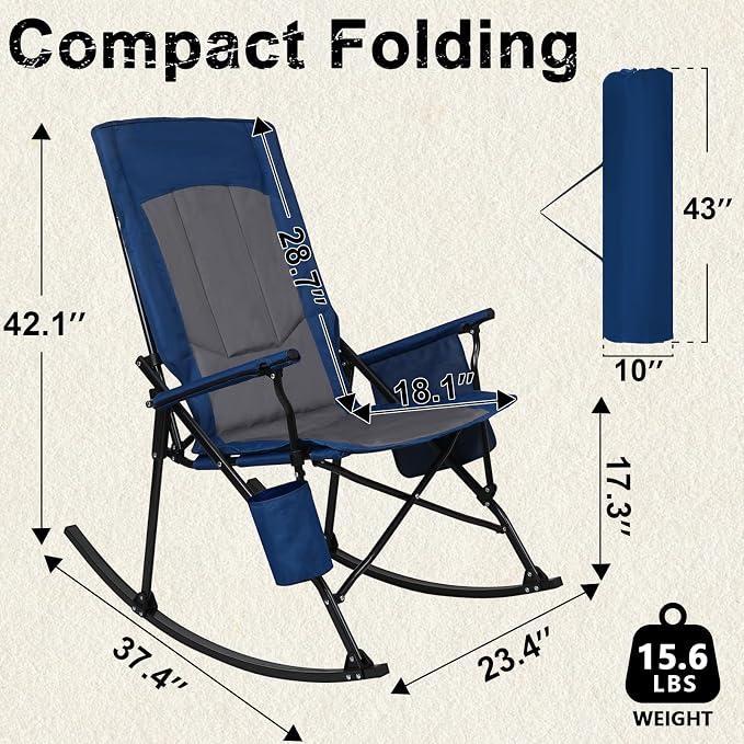 Romswi 2 Pack High Back Portable Rocking Chair - Image 3
