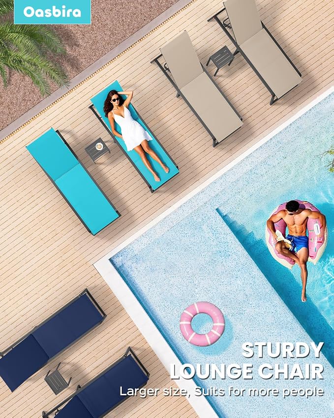 Aluminum Chaise Lounge Chair Outdoor, Foldable & Assembly Free Patio Pool - Image 7
