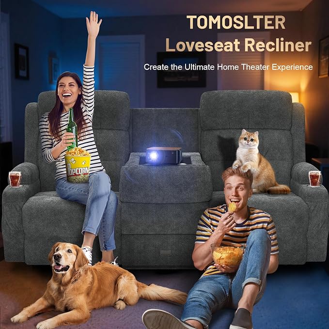 3-Seater Loveseat Recliner Sofa, Home Theater Seating Reclining Couch - Image 5
