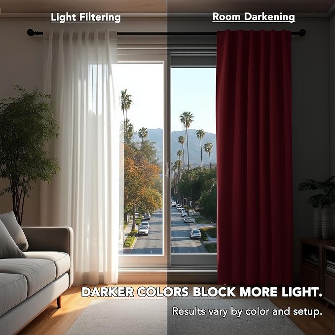 Deconovo Blackout Curtains, Thermal Insulated, W52 x L108 2 Panels, Back Tab - Image 3