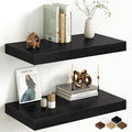 Fun Memories 12 Inch Deep Black Floating Shelf, 24 x 12 Rustic Wood Wall Shelf by FunMemories