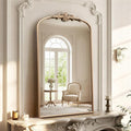 Besdomus Vintage Gold Wall Mirror: 24"x42" French Large Arch Champagne Gold by Besdomus