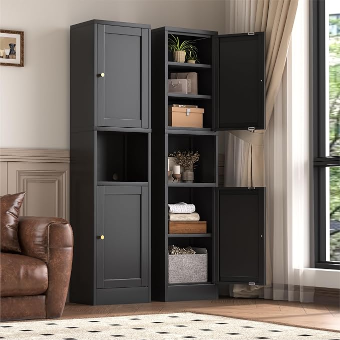 YAUWOH 2-Door Metal Storage Cabinet, Tall Slim Pantry Organizer - Image 7