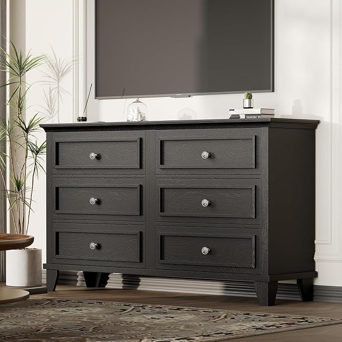 IDEALHOUSE 6 Drawer Dresser, Wooden Storage Chest of Drawers by IDEALHOUSE