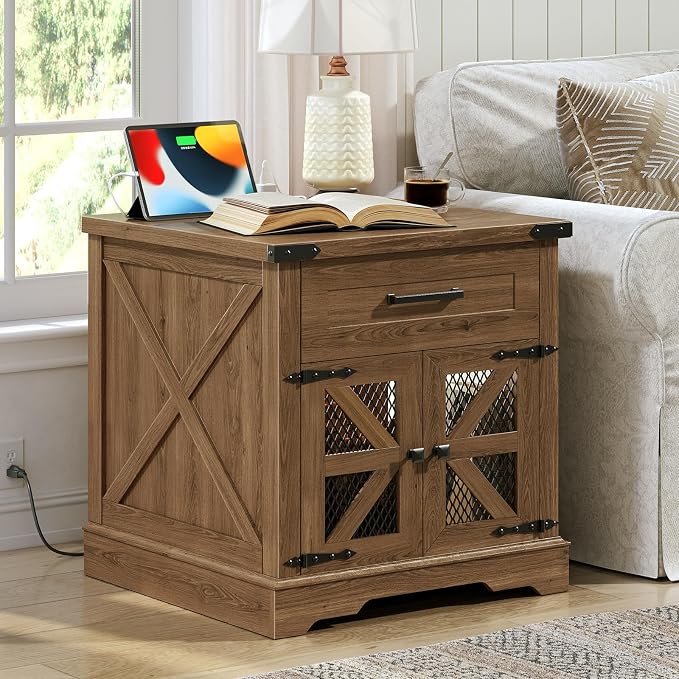 RALGEND Walnut Farmhouse End Table by RALGEND