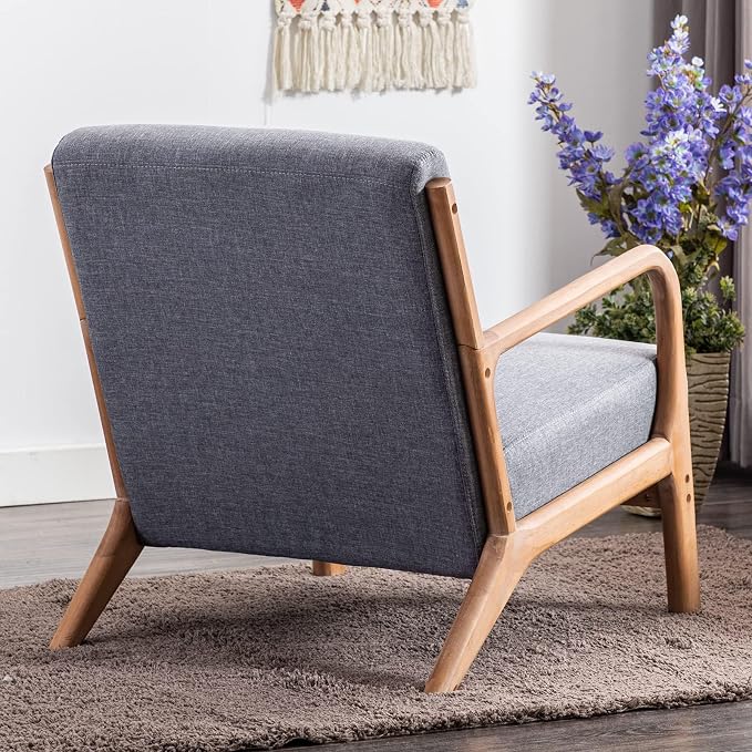 ANJ Mid Century Modern Accent Chairs Set of 2, Comfy Fabric Reading Chair - Image 8