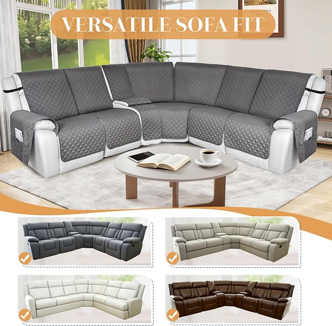HDCAXKJ 100% Waterproof Reclining Sectional Couch Covers L Shape Recliner Sofa - Image 6