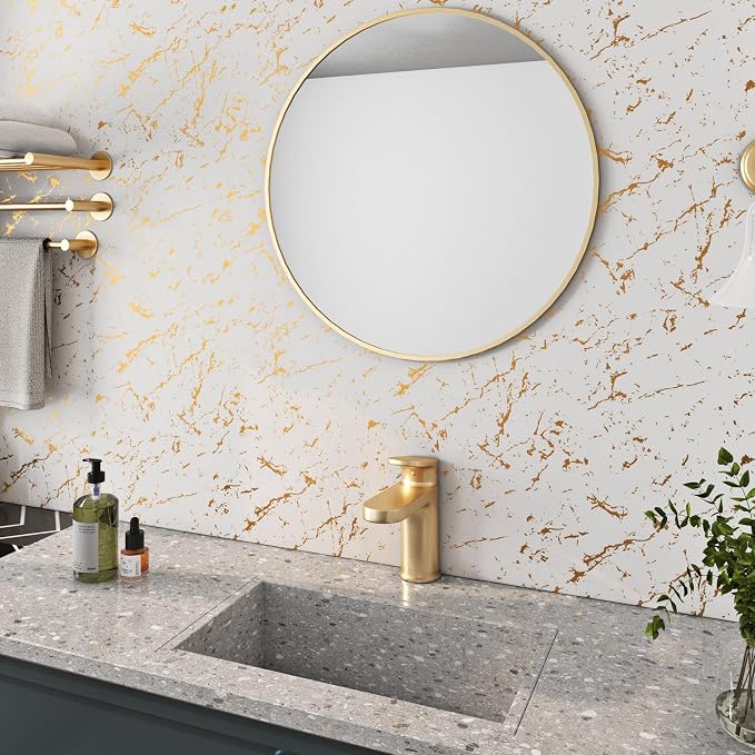 FunStick Modern Gold White Wallpaper Peel and Stick Wallpaper Thick Off White - Image 6