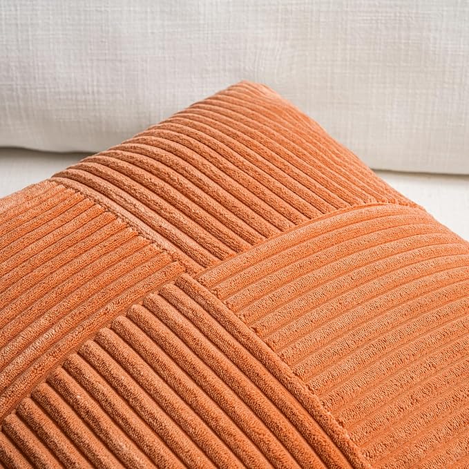 Fancy Homi 2 Packs Burnt Orange Decorative Throw Pillow Covers 18x18 Inch - Image 3
