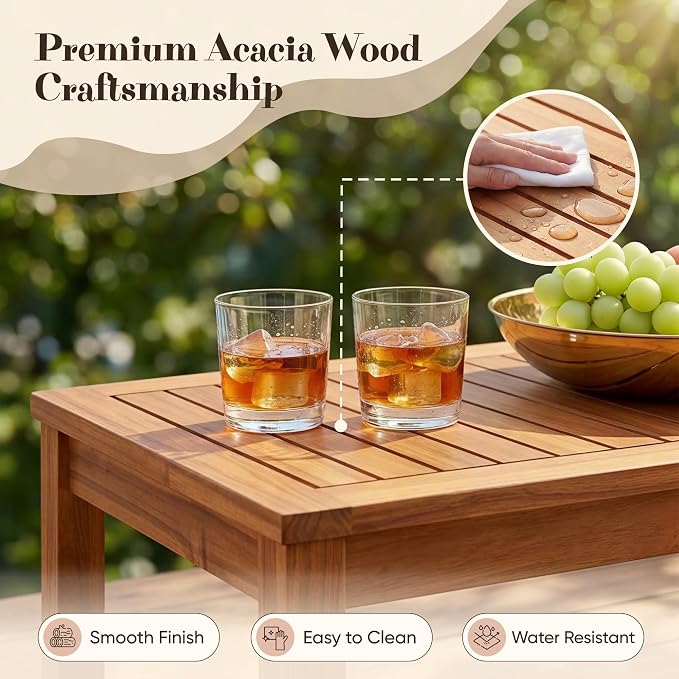 Devoko Patio Furniture Set 8 Pieces Acacia Wood Outdoor Furniture, Patio Set - Image 4