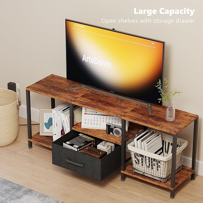 JARHETUN TV Stand with LED Lights, Entertainment Center with Open Shelves and - Image 5