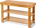 Purawood Bamboo 3 Tier Shoe Rack Bench, Premium Shoe Organizer or Entryway Bench by HomemaidLiving