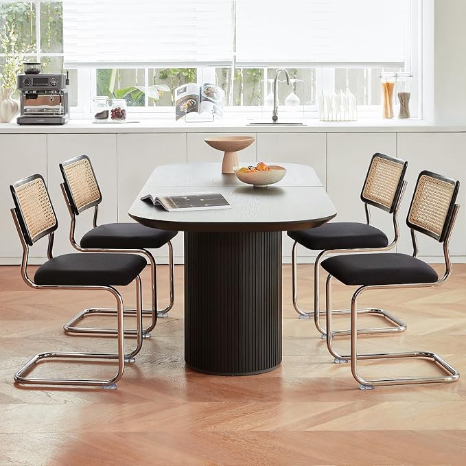 GrandNoor Rattan Dining Chairs Set, Wooden Mid Century Modern Dining Room Chairs - Image 7