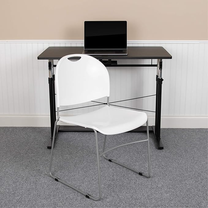 Flash Furniture HERCULES Series 880 lb. Capacity White Ultra-Compact Stack Chair - Image 2
