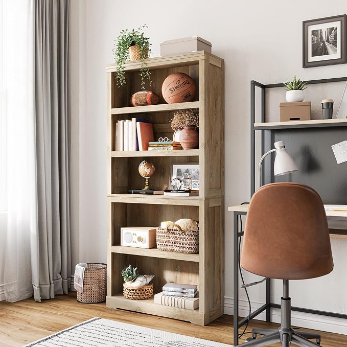 LINSY HOME 5-Shelf Bookcase, Bookshelves Floor Standing Storage Shelves 68 in - Image 2