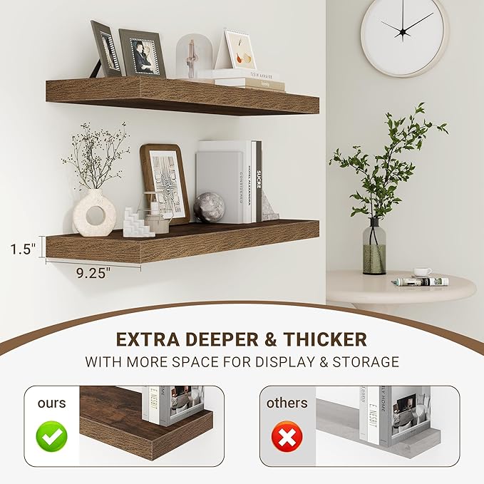 Acovy 55 Inch Floating Shelves, Wooden Shelves - Image 4