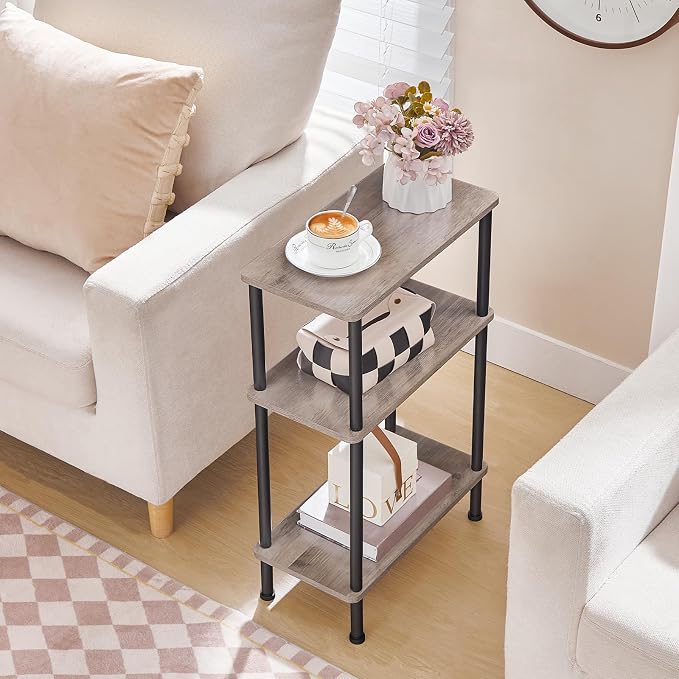 HOOBRO Narrow Side Table, 3-Tier Slim End Table No Tools Needed, Twist-On - Image 2