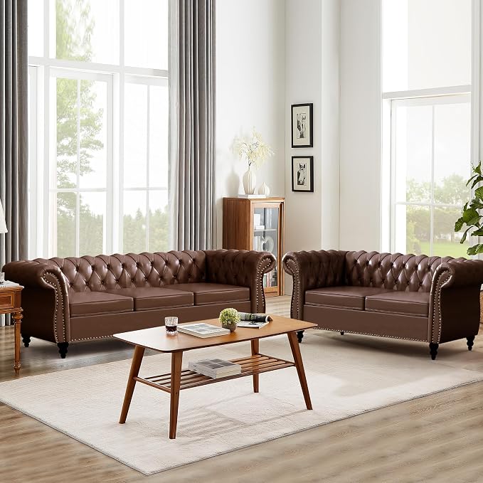 AVZEAR Chesterfield Loveseat Sofa, Upholstered Sofa Modern 2 Seater Couch Sofa - Image 4