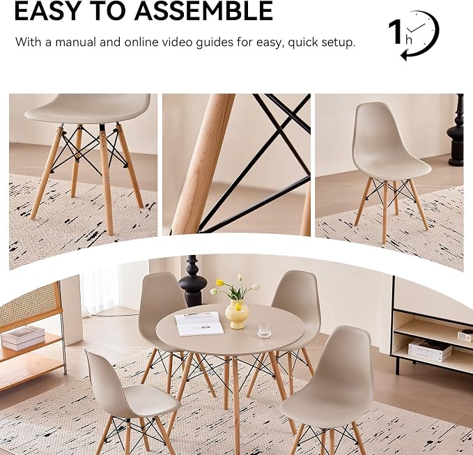 5-Piece Round Dining Table Set, Small 31.5" Kitchen Table Chairs Set of 4 Space - Image 7
