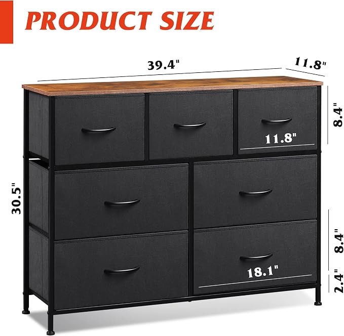 WLIVE 7 Drawer Dresser TV Stand, Entertainment Center, Media Console Table - Image 3