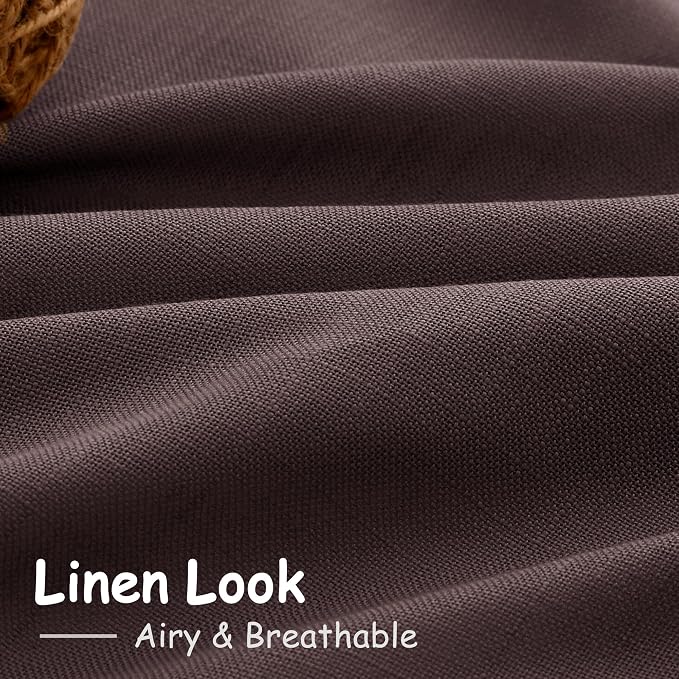 Coffee Brown Linen Curtains 84 Inch Length 2 Panels - Image 3