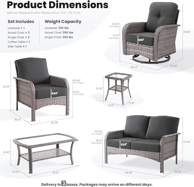 ovios 7-Piece Patio Furniture Set, Outdoor Wicker Sofa - Image 9