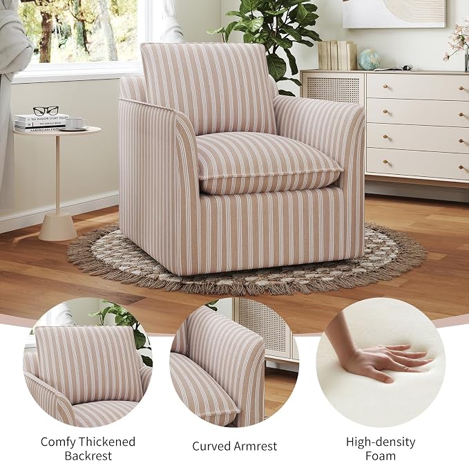 INZOY Swivel Accent Chair Set of 2, Upholstered Square Chair - Image 3