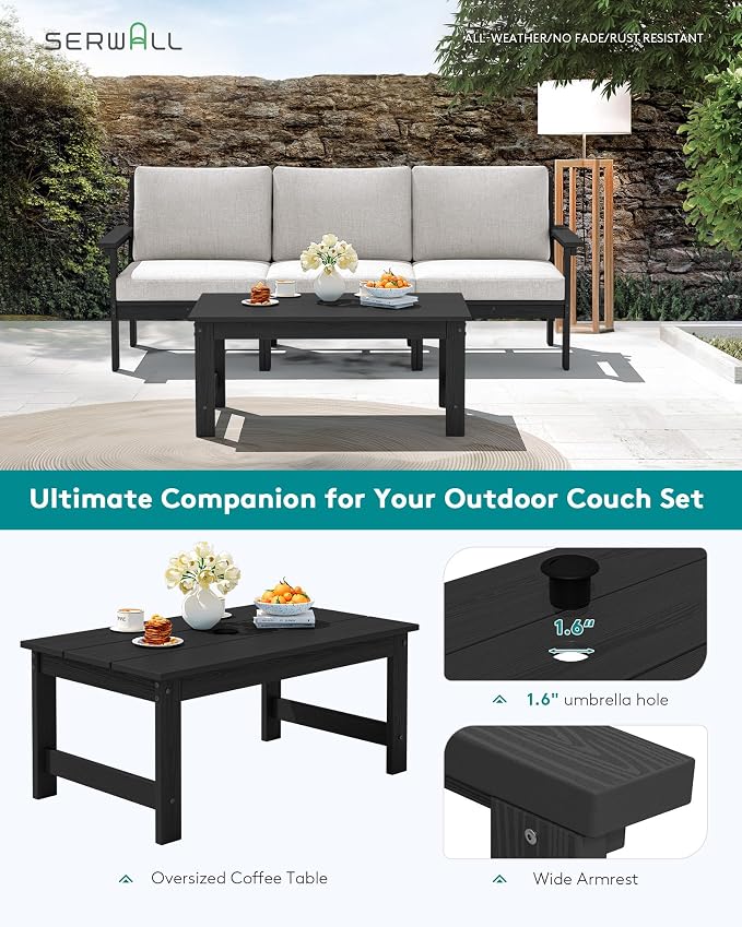 SERWALL HDPE Patio Sofa Set, 4-piece Sectional Outdoor Furniture Set, All - Image 5