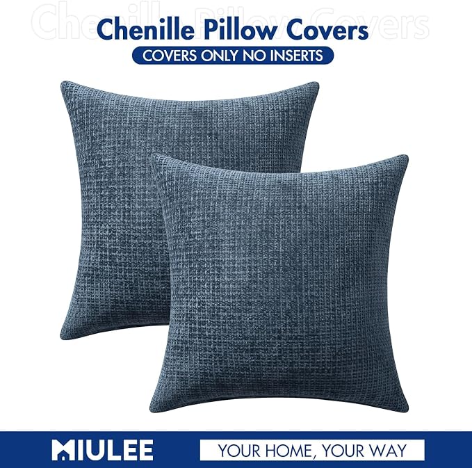 MIULEE Pack of 2 Lumbar Couch Throw Pillow Covers 20x12 Inch Coastal Navy Blue - Image 6