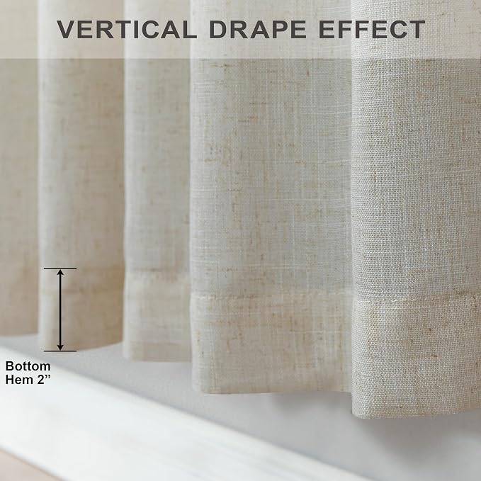 Pitalk Beige Sheer Curtains 80 Inch Length - Image 6