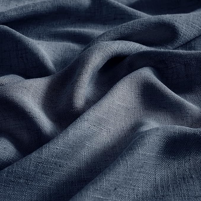 MIULEE Navy Blue Linen Curtains 96 Inch Length 2 Panels - Image 4