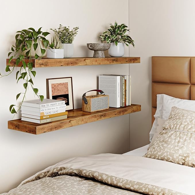 Fixwal Wall Shelves, 35.4" Long Heavy Duty Wall Mounted Rustic Wood Shelves - Image 6