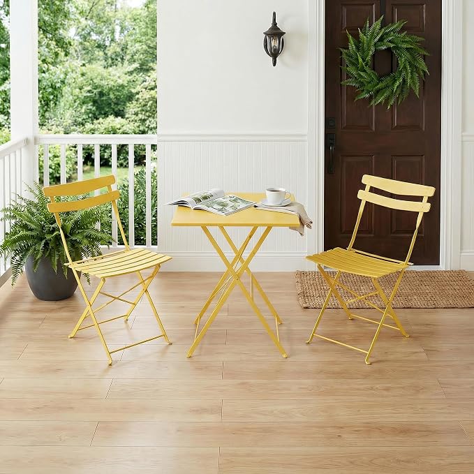 GarveeLife 3 Piece Patio Bistro Set, Folding Patio Bistro Table and Chairs Set - Image 7