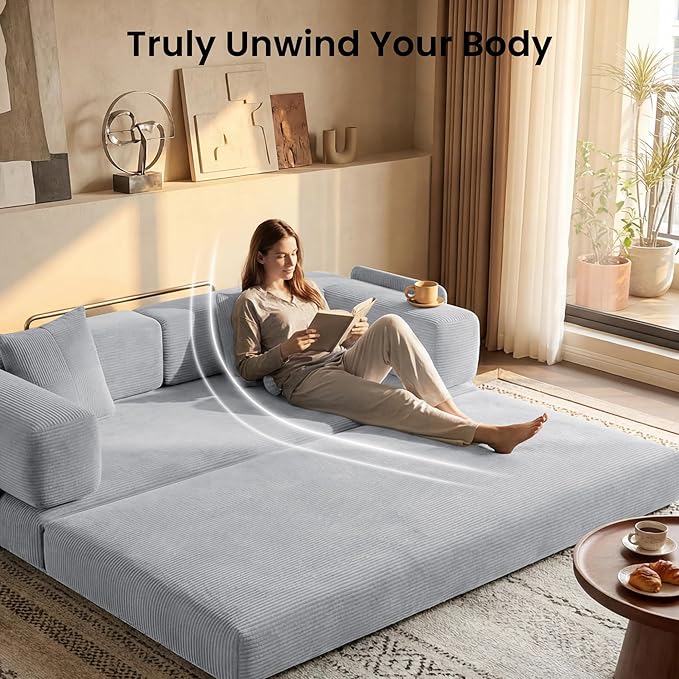 78.8" Convertible Futon Sofa Bed, Corduroy Futon Couch - Image 4