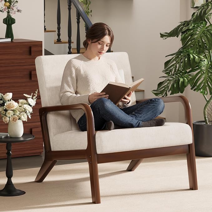 ELUCHANG Modern Accent Chairs Set of 2, Upholstered Reading Arm Chair - Image 3